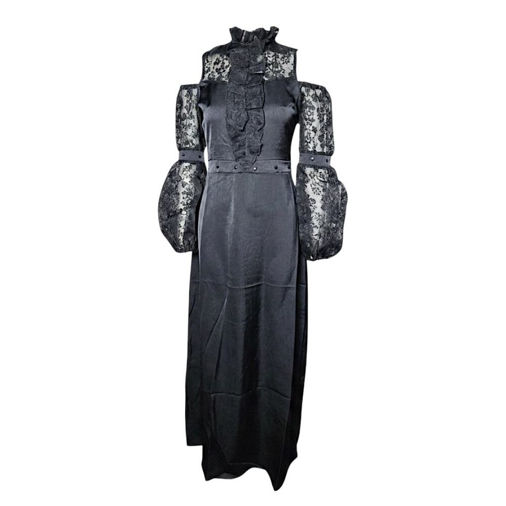Killstar Isabeau’s Curse Black Satin Maxi Dress Medium NWT - Picture 3 of 8
